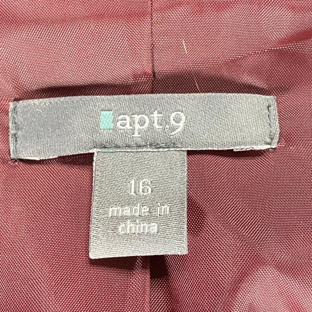 Apt 9 Velvet Like One Button Blazer Top Women's 16 V-neck Plum NWT - Picture 6 of 12